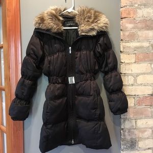 Nine West down puffer jacket oversized fur collar